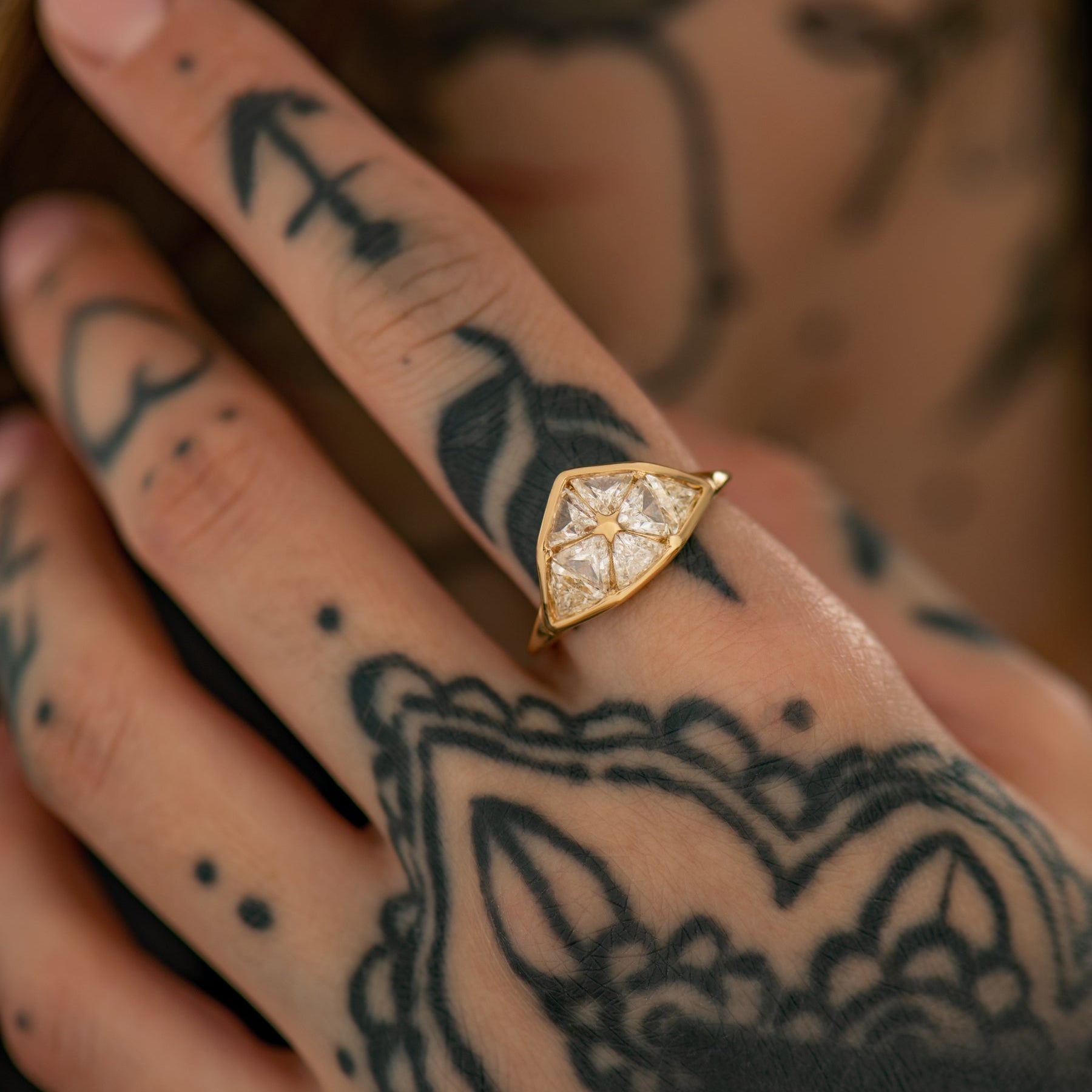 Interdimensional Ring Interstellar Dome Ring with Triangle Cut Diamonds – ARTEMER