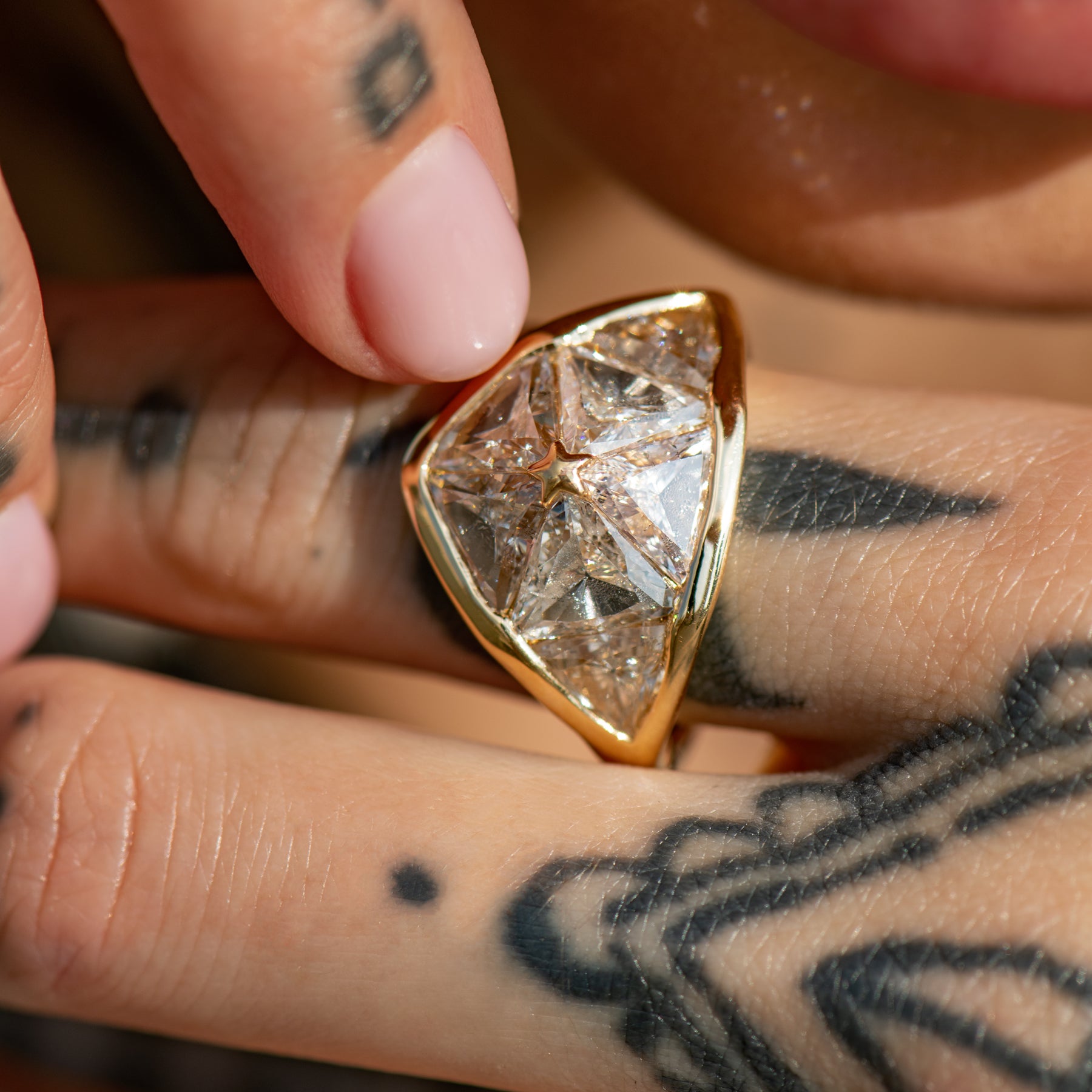 Interstellar Dome Ring with Triangle Cut Diamonds – ARTEMER