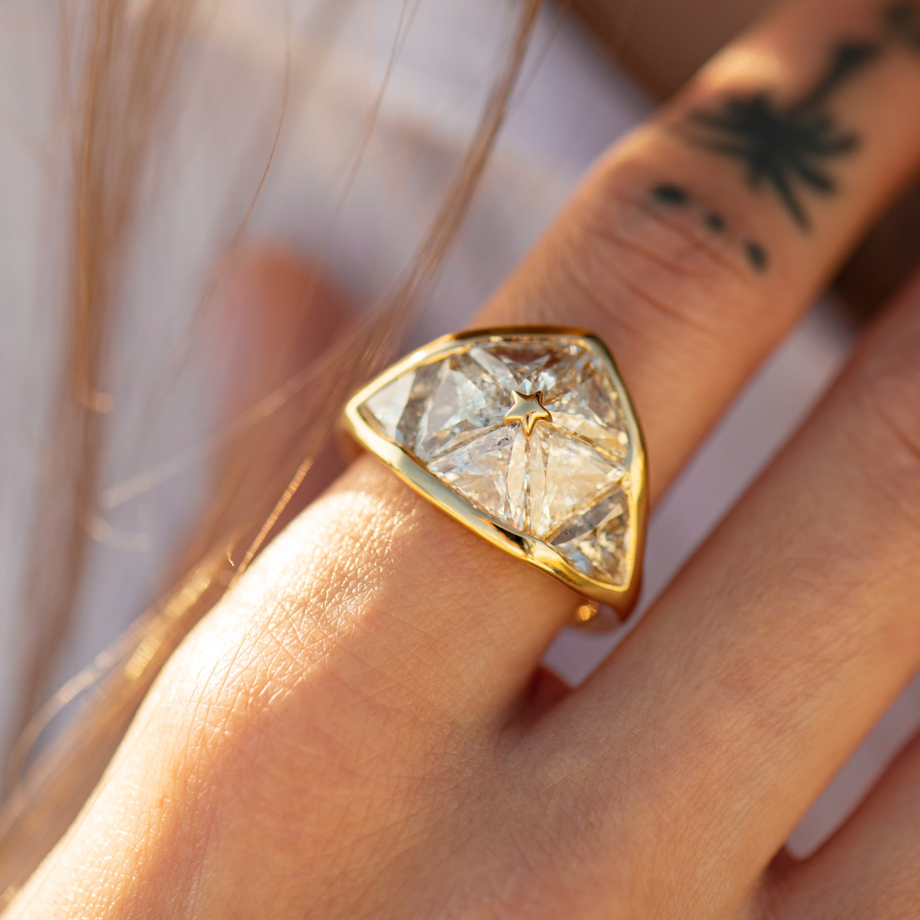 Interstellar Dome Ring with Triangle Cut Diamonds – ARTEMER