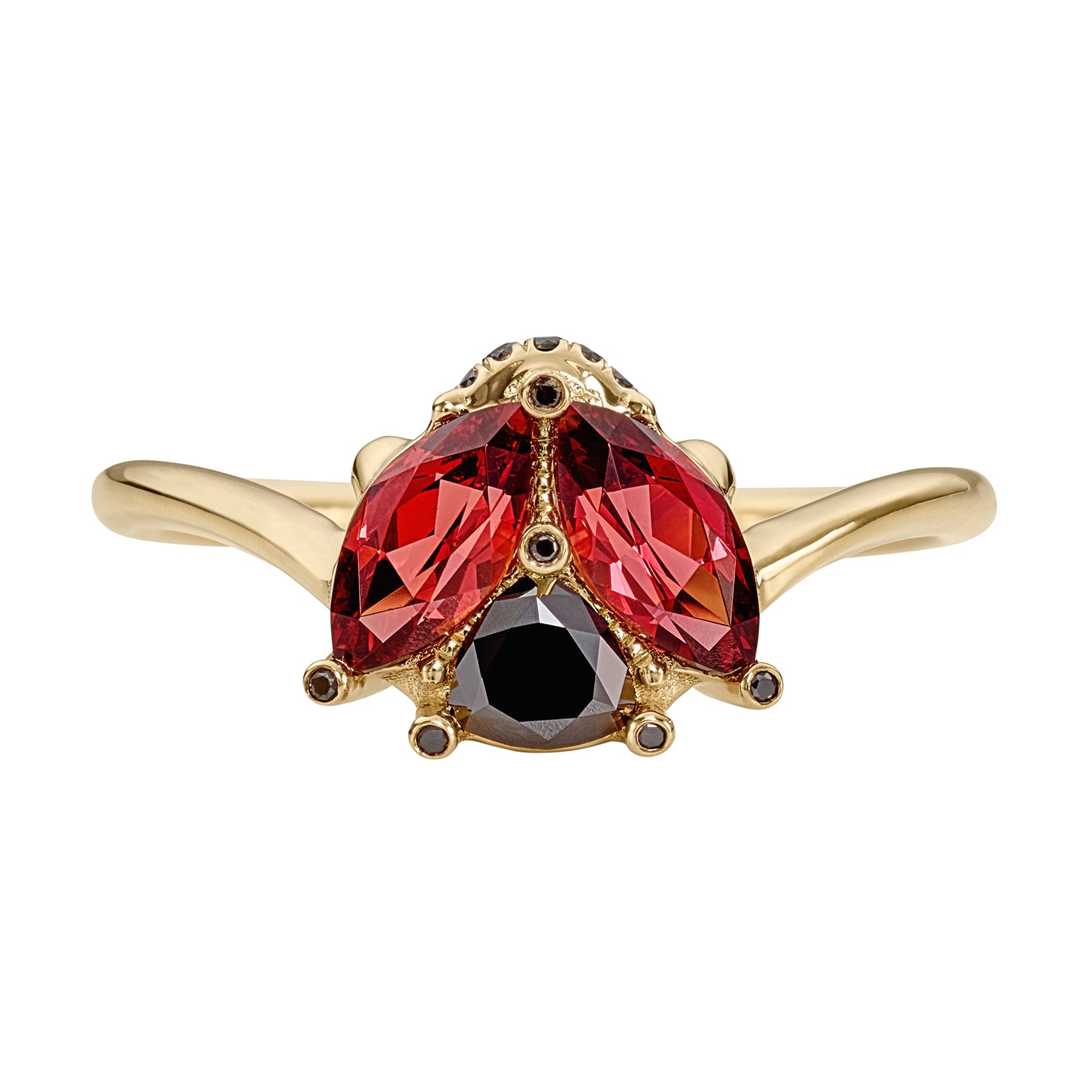 Ladybug Ring Ruby Ladybug Red Garnet & Black Diamond Ring – ARTEMER