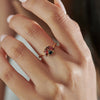 Ladybug-Red-Garnet-_-Black-diamond-Ring-on-finger
