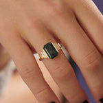 Lagoon-OOAK-Teal-Sapphire-_-Diamond-Engagement-Ring-on-finger