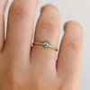 Ready to Ship - Little and delicate turquoise ring crowned with black diamonds (size US 6)