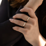 Minimalist-Engagement-Ring-with-OOAK-Long-Baguette-Diamond-pair