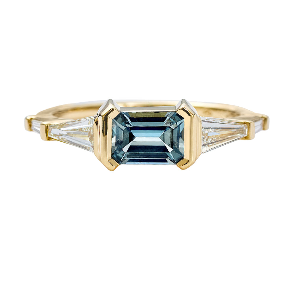 Mod-Teal-Sapphire-and-Tapered-Baguette-diamond-Engagement-Ring-OOAK-closeup