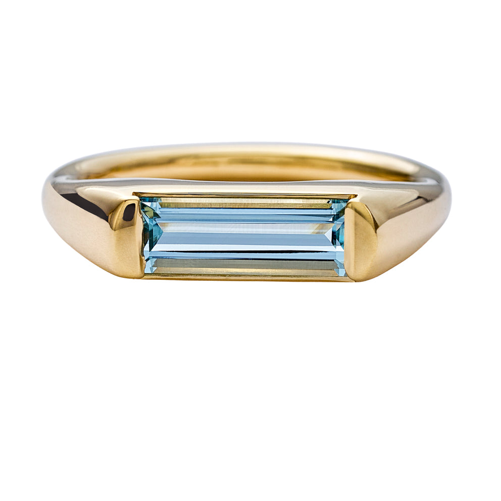 Modern Solitaire Ring with a Baguette Cut Aquamarine – ARTEMER