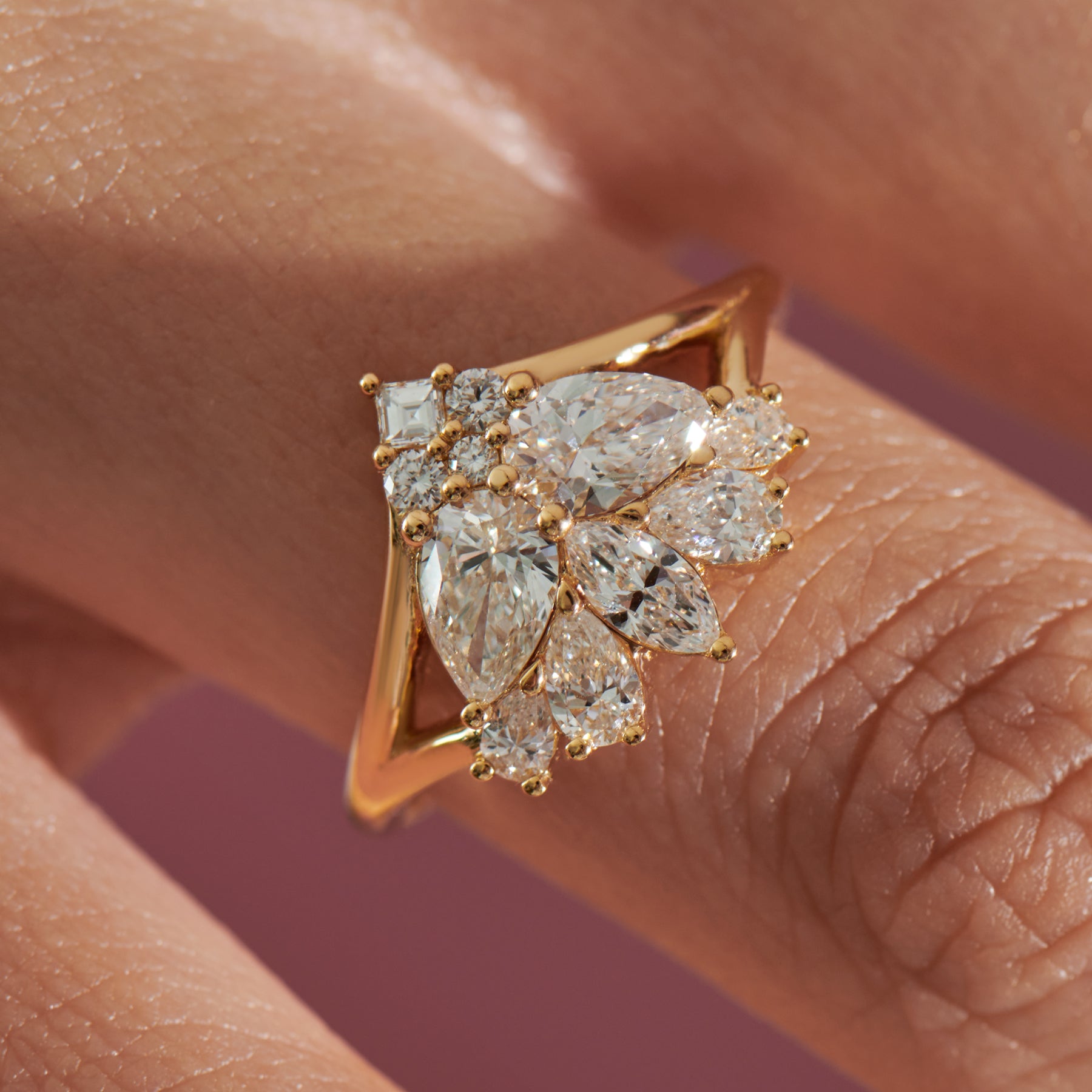 Monarch Mixed Diamond Cluster Engagement Ring – ARTEMER