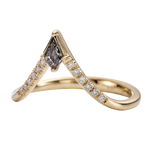 Nesting Kite Diamond Wedding Ring with a Pave Diamond Band