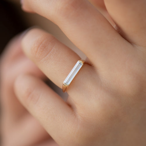OOAK-Baguette-Diamond-Solitaire-Ring-Minimalist-Engagement-Ring-on-finger