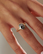 OOAK-Salt-_-Pepper-Rose-Cut-Diamond-Engagement-Ring-ON-FINGER
