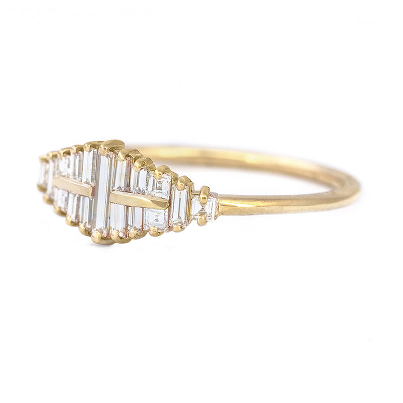 OOAK Baguette Cut Cluster Diamond Ring - Unique Engagement Ring on Hand 1