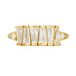 OOAK Tapered Baguette Diamond Lineup Ring on White 