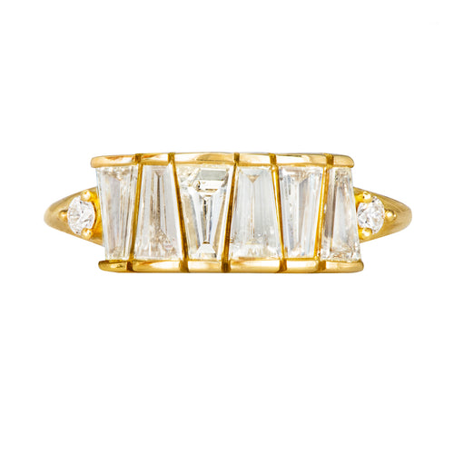 OOAK Tapered Baguette Diamond Lineup Ring on White 