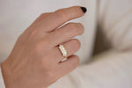 OOAK Tapered Baguette Diamond Lineup Ring on Hand Front View 