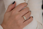 OOAK Tapered Baguette Diamond Lineup Ring Detailed Shot on Hand