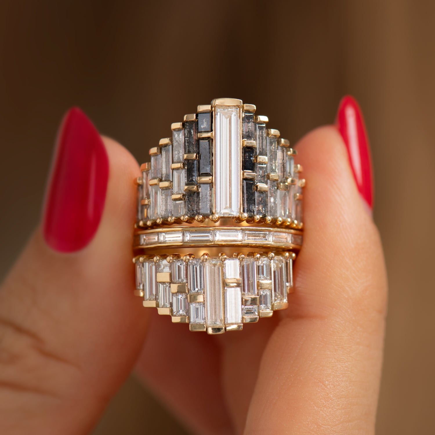 Diamond cocktail rings with baguettes Outlet