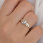 One Carat Diamond Ring with a Snowy Diamond on Hand up close detail shot 