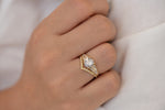 One Carat Diamond Ring with a Snowy Diamond on Hand in set front view 