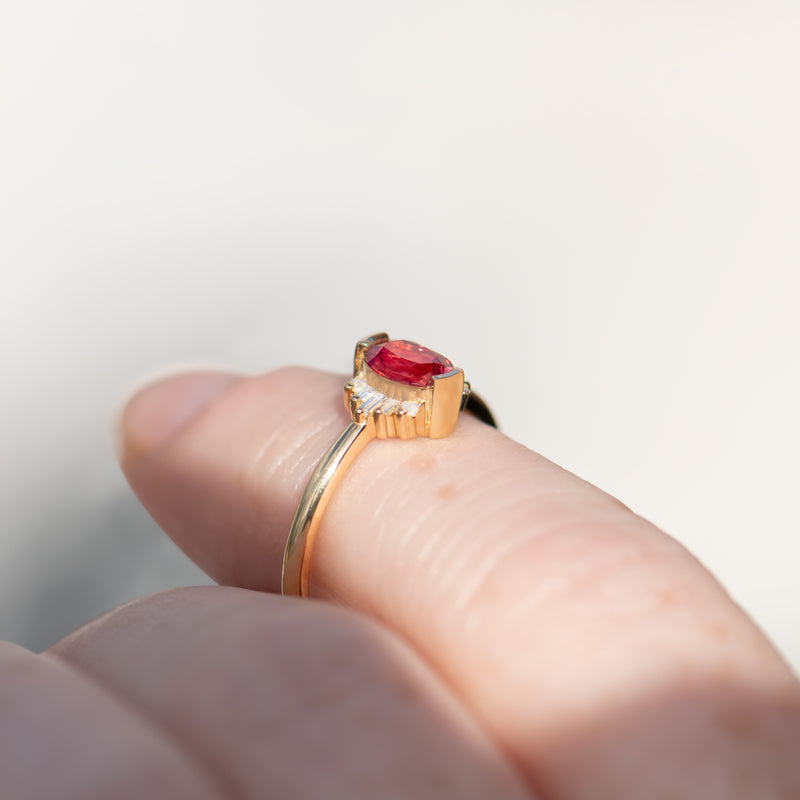     Oval-Cut-Padparadscha-Engagement-Ring-with-Baguette-Diamond-Wings-OOAK-SIDE-SHOT