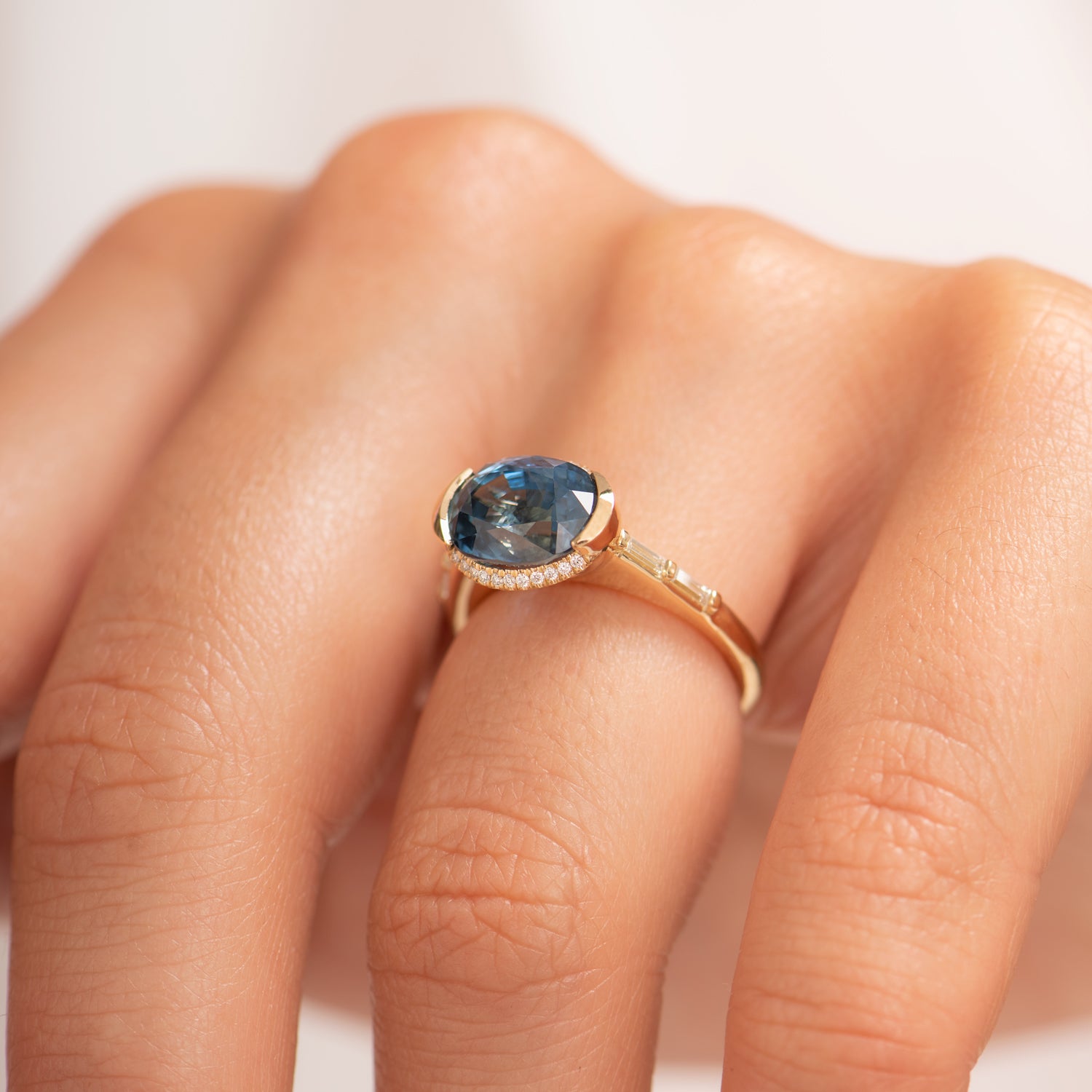 Modern Sapphire and Diamond Engagement Ring - Gem