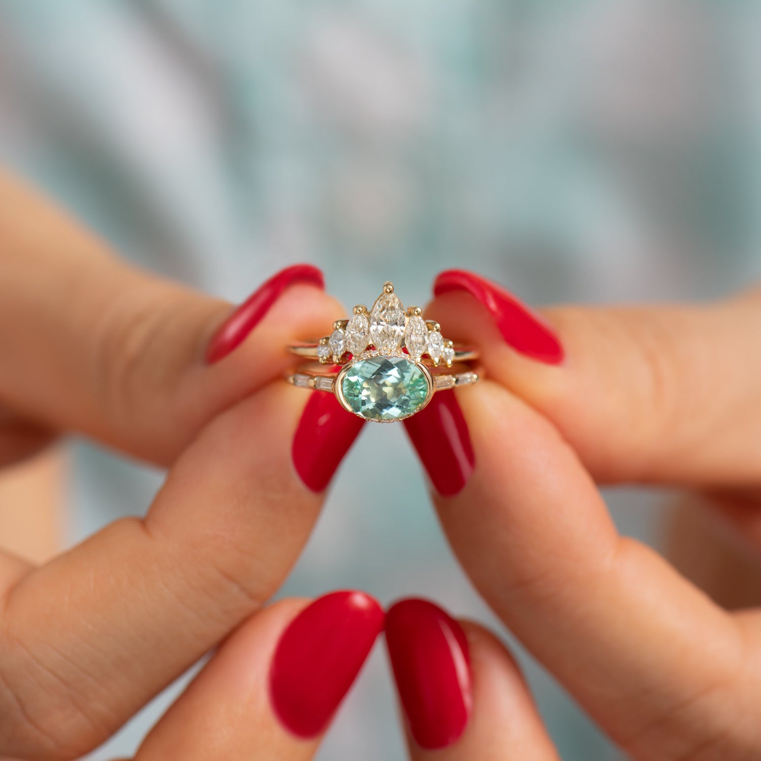 Indicolite Blue Tourmaline and Diamond Ring in 18ct Rose and White gold —  Sara Handmade Jewellery