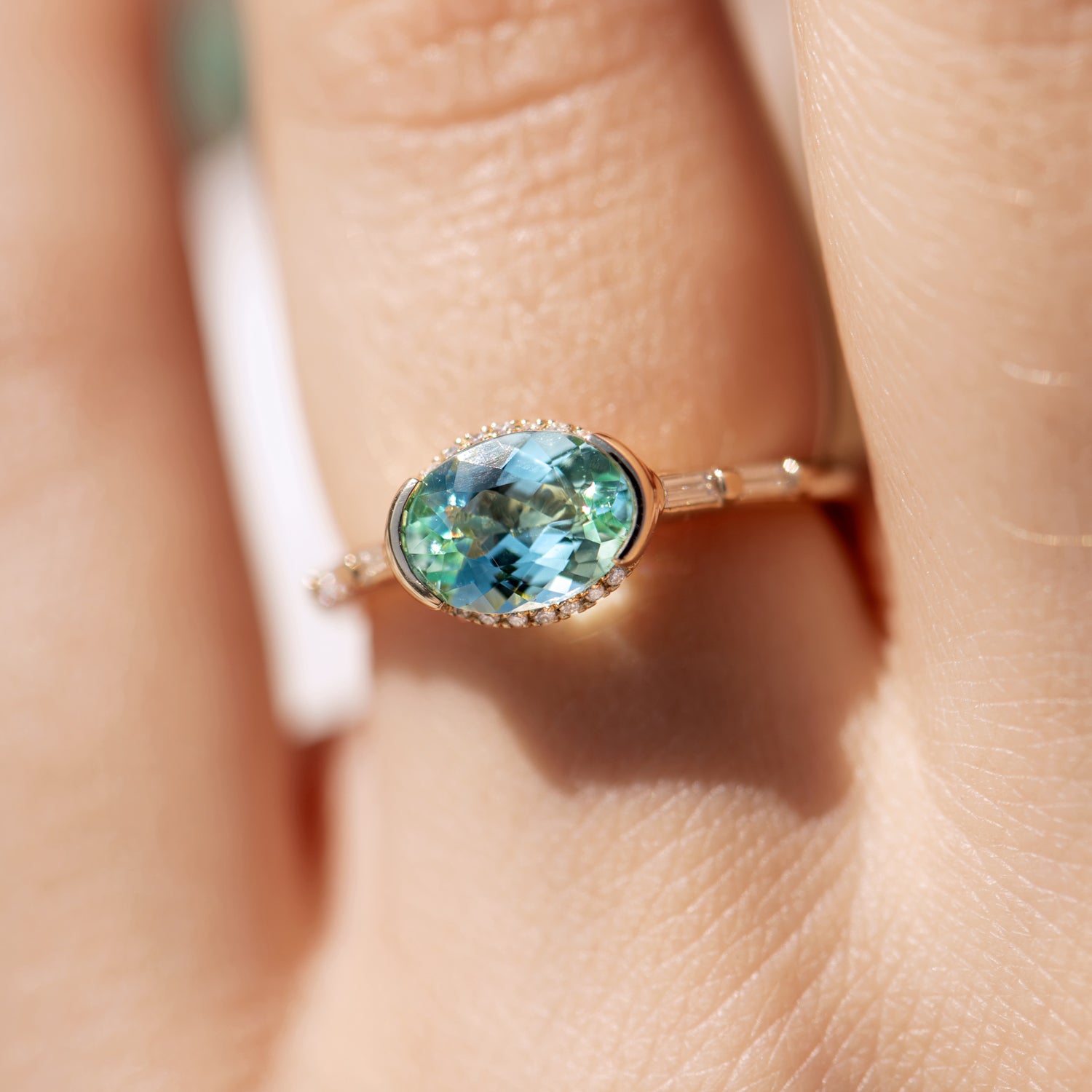 Blue Indicolite Tourmaline Diamond Platinum Ring – jeweleretteandco