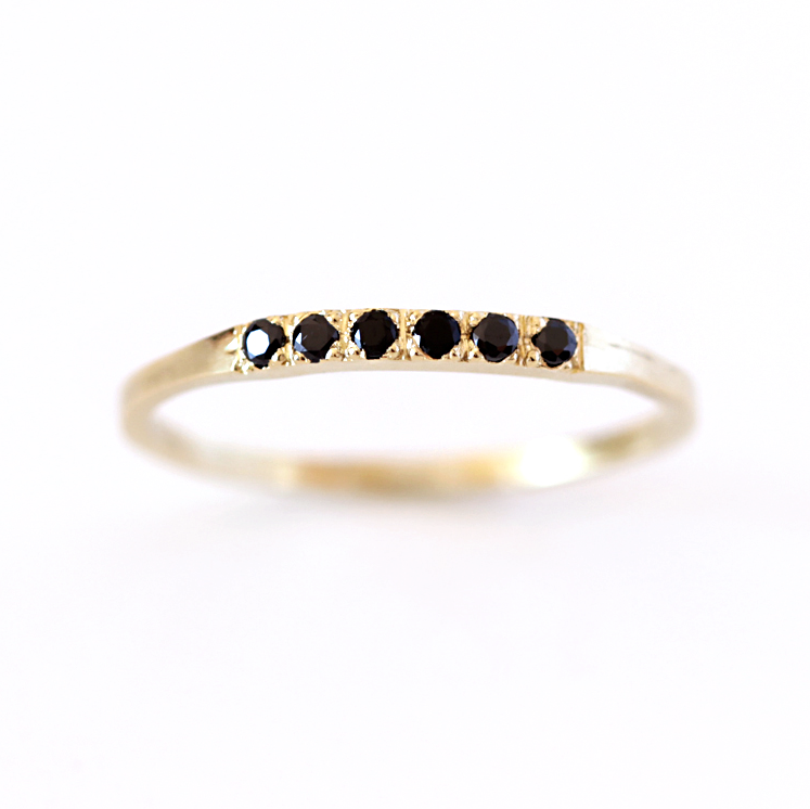 Pave Black Diamond Wedding Band Thin Diamond Band – ARTEMER