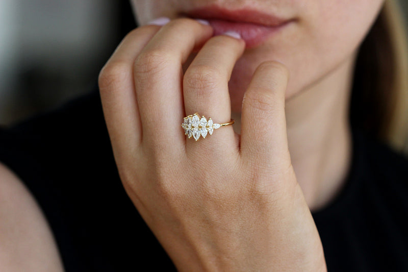 Pear Diamond Cluster Ring For Women