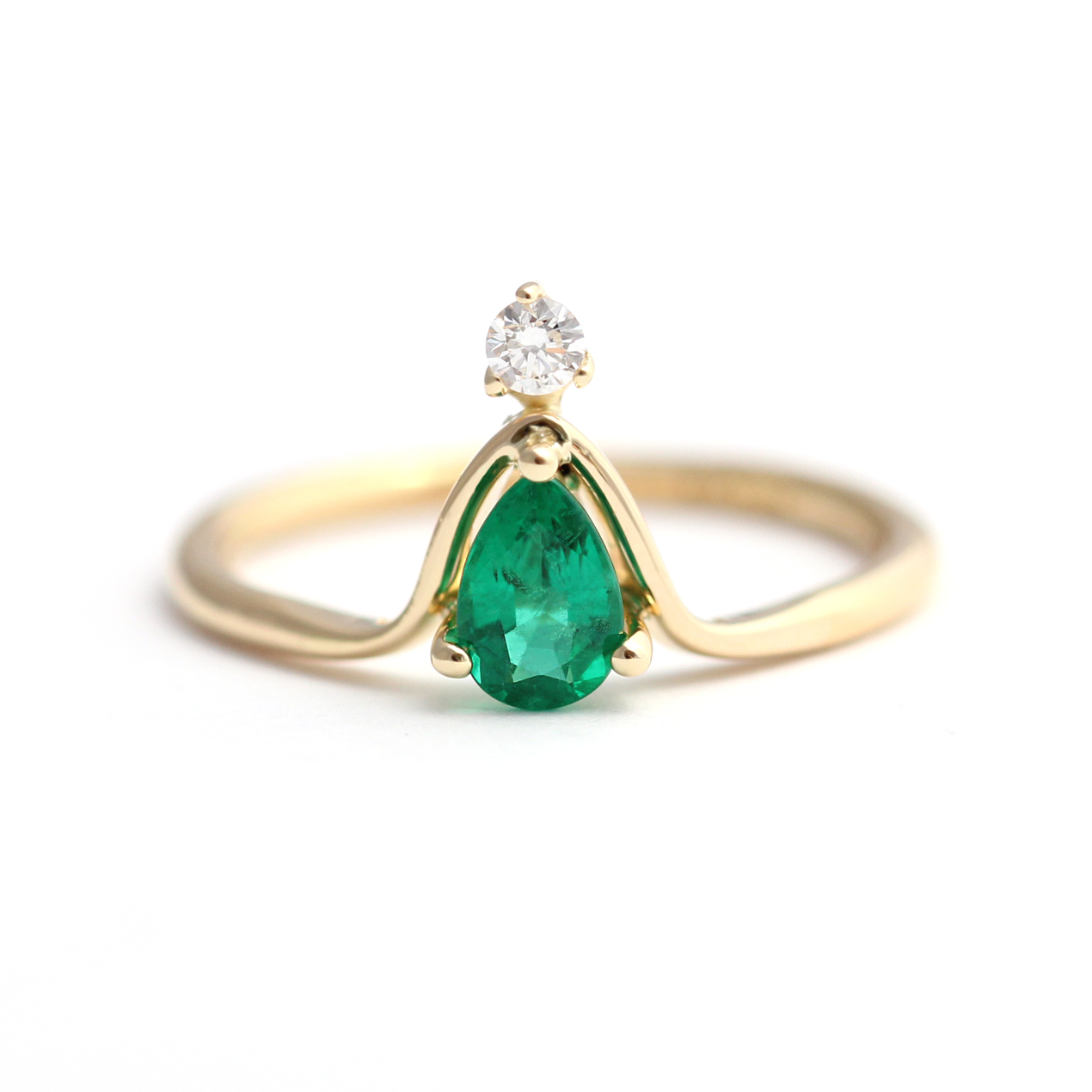 Pear Emerald Engagement Ring