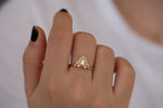 Pear Shaped Diamond Ring on Hand Front View 