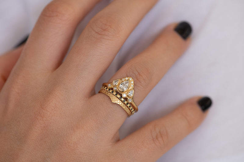 Pear Shaped Diamond Ring on Hand in Set Front View 