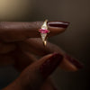 Pink-Spinel-Engagement-Ring-with-a-Dainty-Diamond-Lineup-sparking