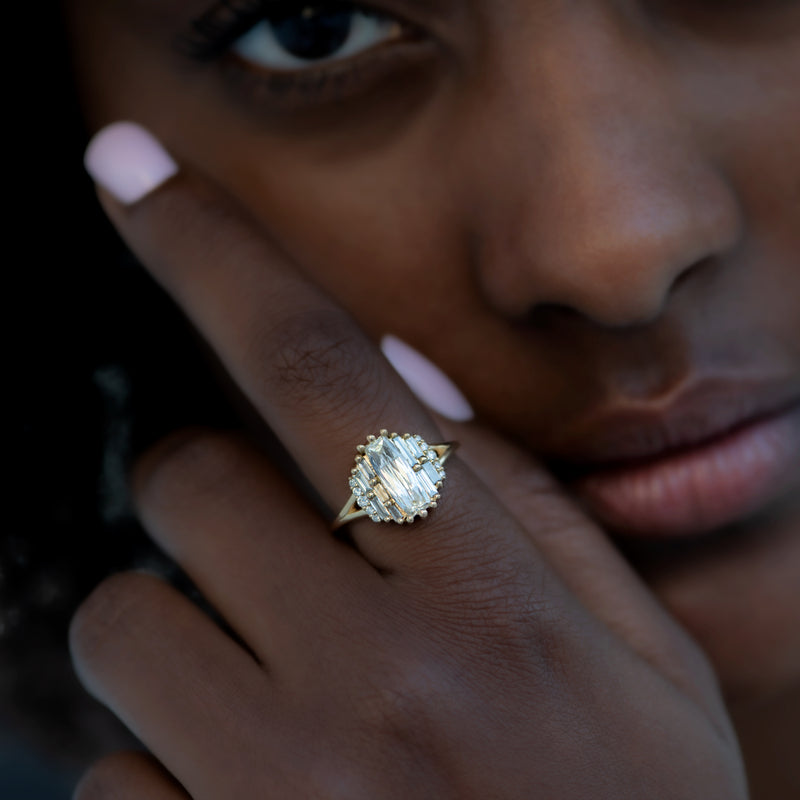Rectangular-Rose-Cut-Diamond-Engagement-Ring-with-Grey-Baguette-Diamonds-moment