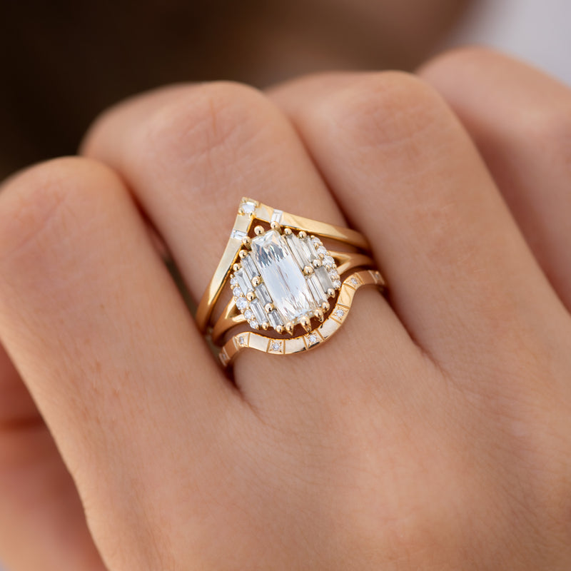 Rectangular-Rose-Cut-Diamond-Engagement-Ring-with-Grey-Baguette-Diamonds-sparking-top-shot