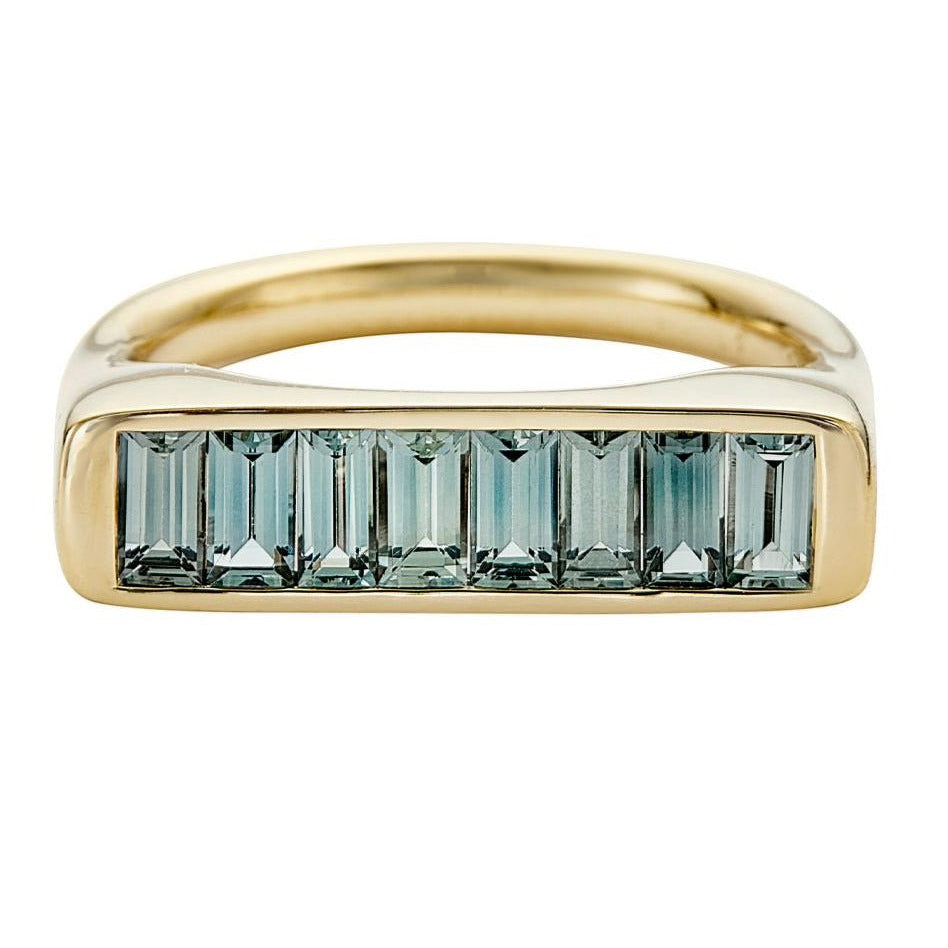River Bank Statement Ring with Baguette Cut Teal Sapphires – ARTEMER