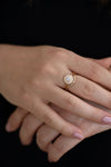 Round Diamond Cluster Engagement Ring on Hand Front View
