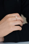 Round Diamond Cluster Engagement Ring Low View on Hand