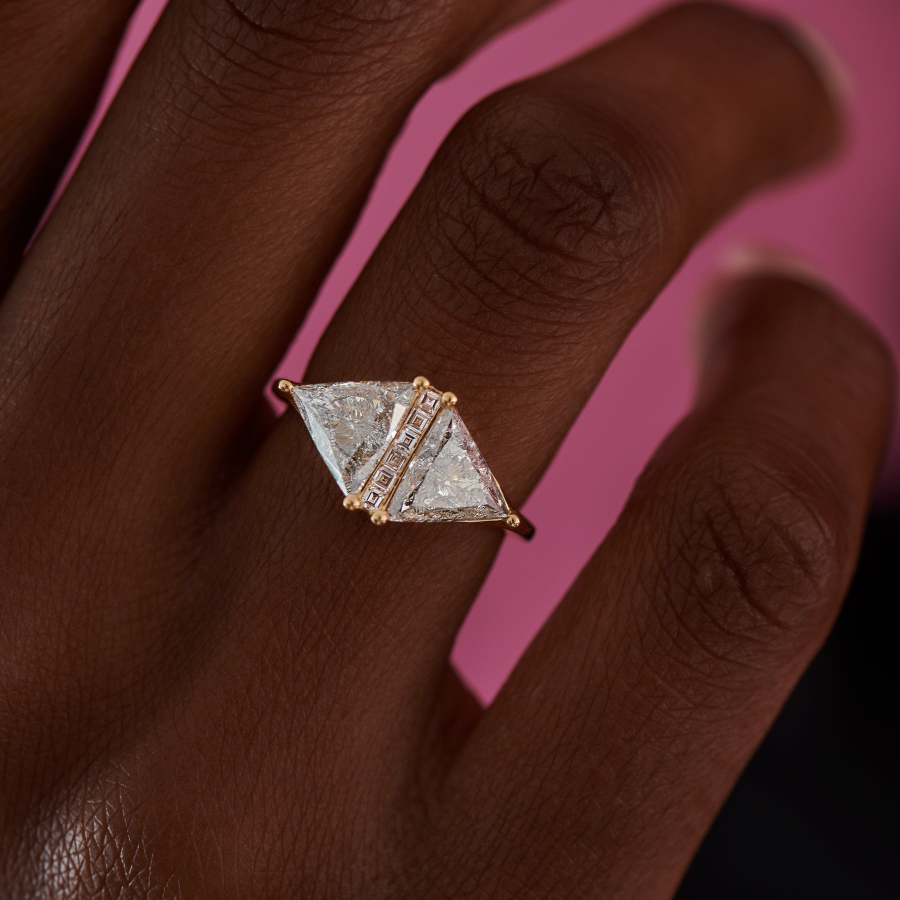 Buy White Sapphire Geometric Triangle Diamond Engagement Ring Set, Nesting Engagement  Rings Set, Triangle Ring Set,trillion Engagement Rings Set Online in India  - Etsy
