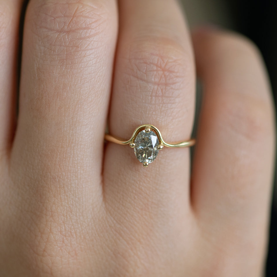 Salt and pepper diamond solitaire ring Clearance