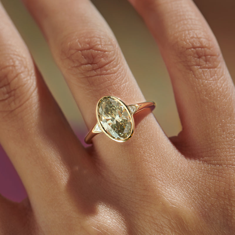 Sol OOAK Fancy Brown Greenish Yellow Diamond Engagement Ring