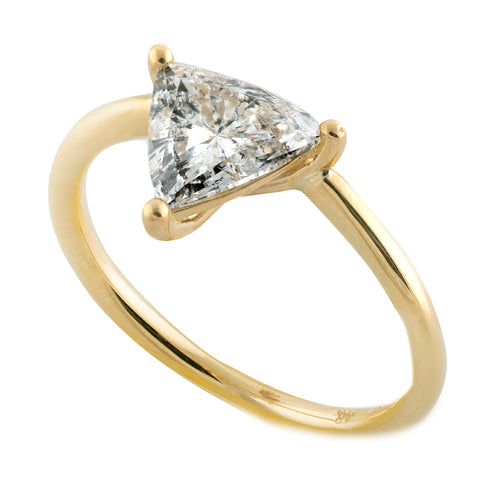 Solitaire Engagement Ring with Salt and Pepper Triangle Diamond - side view