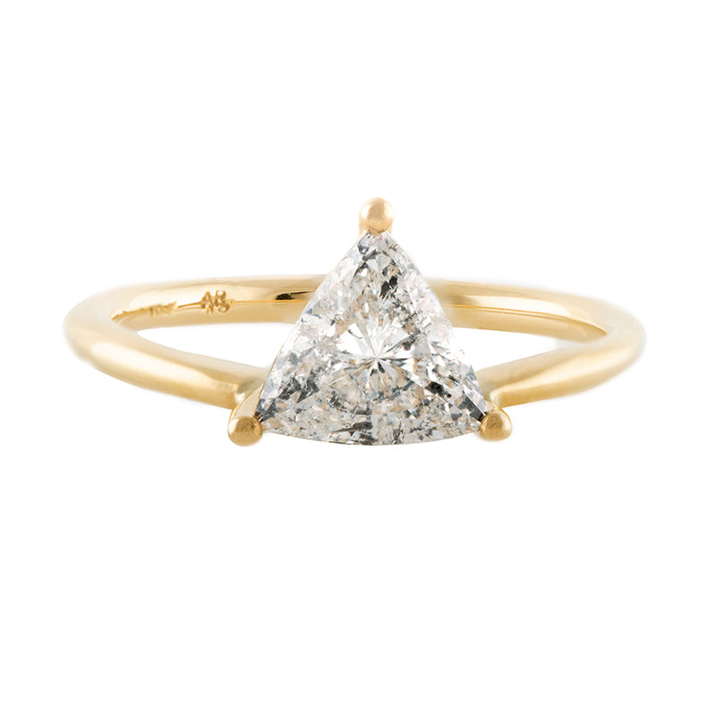 Solitaire Engagement Ring with Salt and Pepper Triangle Diamond
