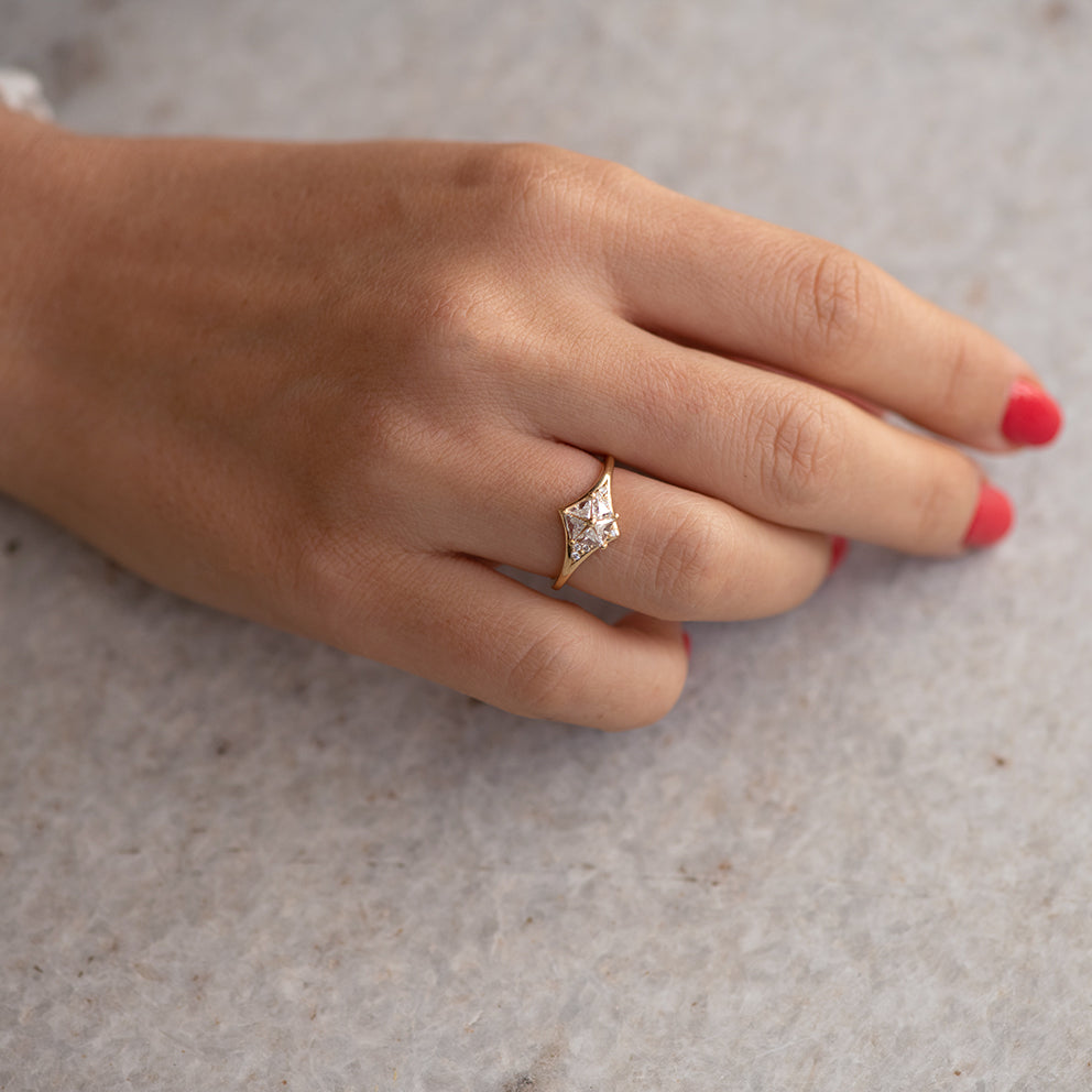 Star Rings With Triangle Design Star Engagement Ring with Five Triangle Cut Diamonds – ARTEMER