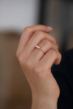 Tapered Baguette Diamond Ring - OOAK on Hand Lower Angle