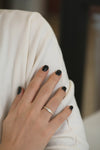 Tapered Baguette Engagement Ring on Hands with Shoulder 