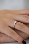 Tapered Baguette Engagement Ring on Hand Side View 