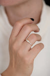 Tapered Baguette Engagement Ring on Hand Other View 