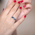 Teal Sapphire Gradient Engagement RingFront Finger