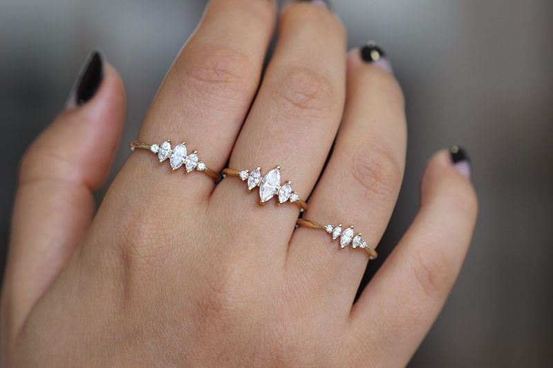Three Sizes Of Marquise Diamond Engagement Ring