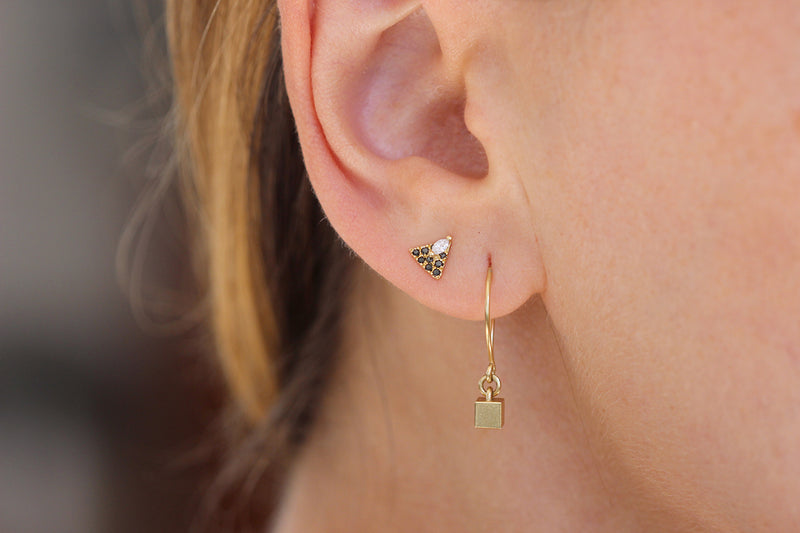 Tiny Cube Gold Earrings And Studs